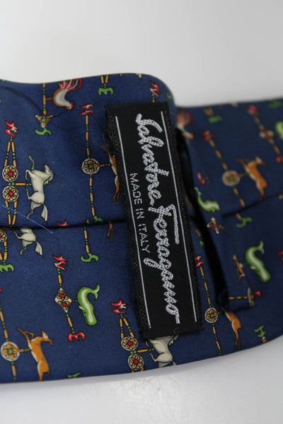 Salvatore Ferragamo Mens Silk Rooster Graphic Print Classic Tie Blue Size OS