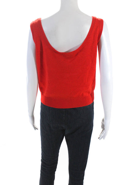 St. John Womens Sleeveless Pullover Shell Sweater Red Wool Size Medium