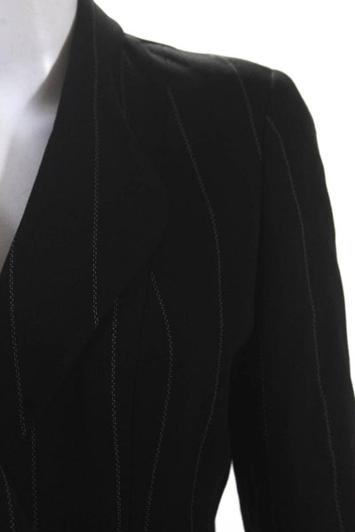 Giorgio Armani Le Collezioni Womens  Pinstriped Blazer Black Wool Size 12