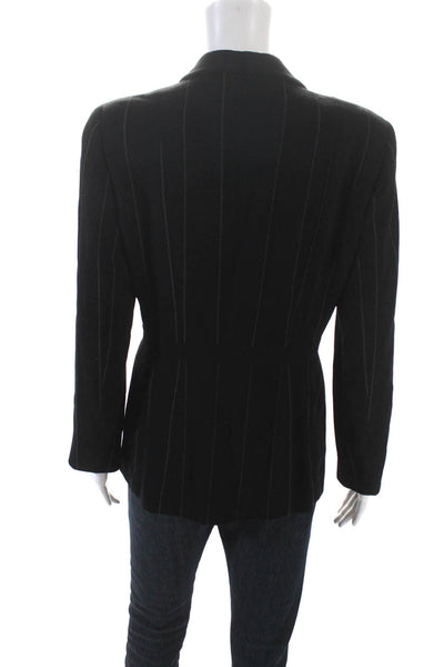 Giorgio Armani Le Collezioni Womens  Pinstriped Blazer Black Wool Size 12