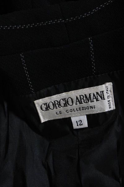 Giorgio Armani Le Collezioni Womens  Pinstriped Blazer Black Wool Size 12