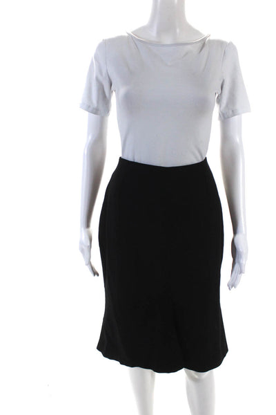 Guy Laroche Womens Knee Length Pencil Skirt Black Wool Size 10