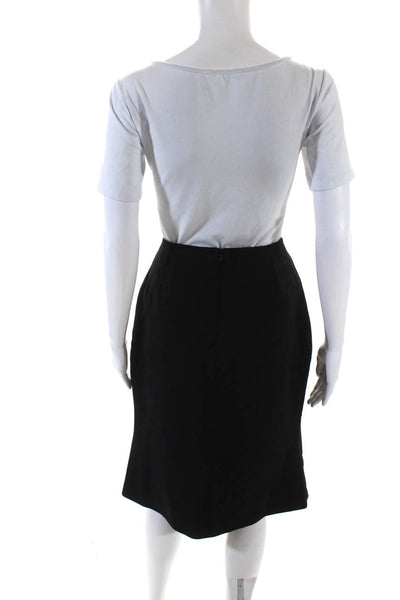 Guy Laroche Womens Knee Length Pencil Skirt Black Wool Size 10