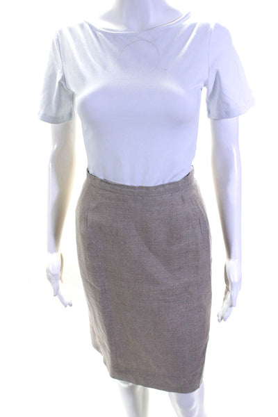 Brooks Brothers Womens Zip Closure Pleated Front Midi Work Skirt Tan Size 6 Lot