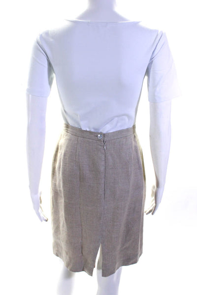 Brooks Brothers Womens Zip Closure Pleated Front Midi Work Skirt Tan Size 6 Lot