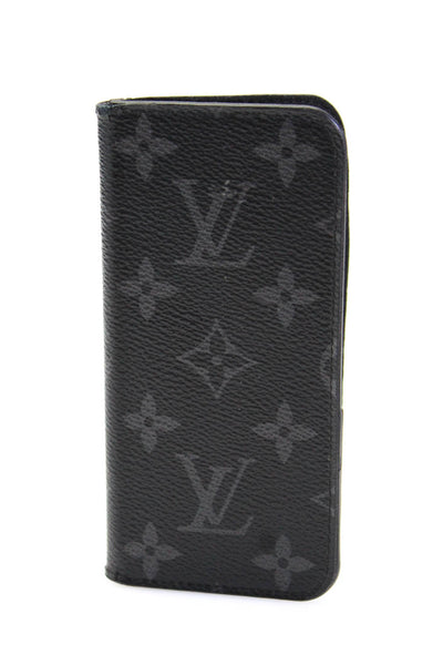 Louis Vuitton Womens Monogram Coated Canvas Phone XS Max Folio Cover Black
