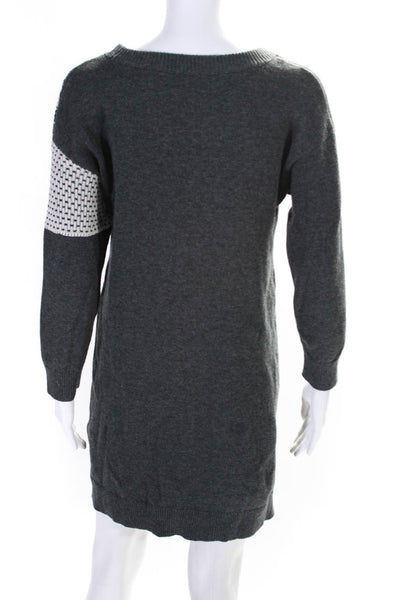 & Other Stories Womens Patchwork Long Sleeve Shift Sweater Dress Gray Size XS