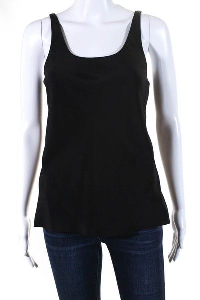 Tibi Womens Scoop Neck Spaghetti Strap Crepe De Chine Cami Tank Top Black Size 0