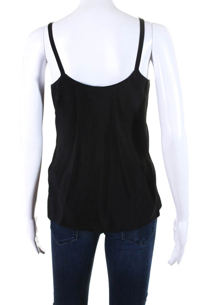 Tibi Womens Scoop Neck Spaghetti Strap Crepe De Chine Cami Tank Top Black Size 0