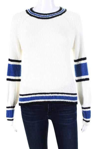 Cupcakes And Cashmere Womens Striped Print Knitted Sweater White Size S