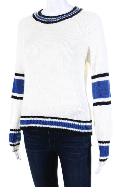 Cupcakes And Cashmere Womens Striped Print Knitted Sweater White Size S