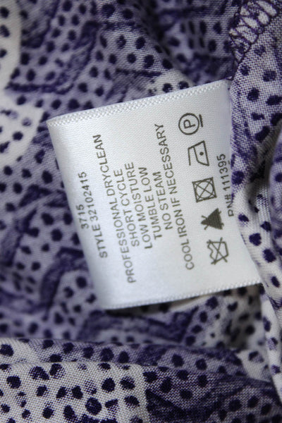 Tory Burch Womens Silk Paisley Print V-Neck Short Sleeve Dress Purple Size S