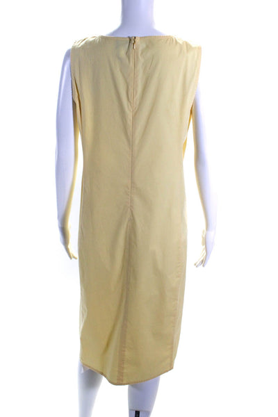 Eileen Fisher Womens Sleeveless Mid Calf Dress Yellow Cotton Size Medium