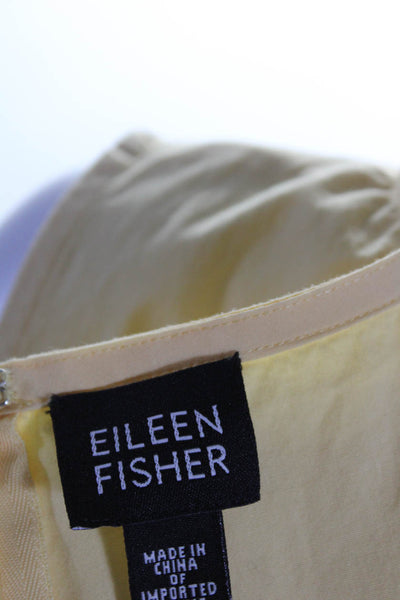 Eileen Fisher Womens Sleeveless Mid Calf Dress Yellow Cotton Size Medium