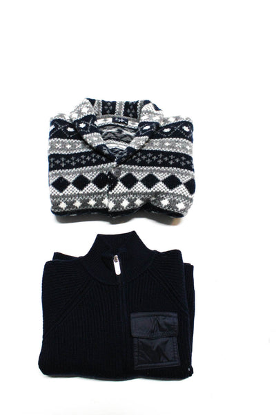 Il Gufo Boys Wool Geometric Print Button Up Cardigan Sweater Gray Size 6 8 Lot 2