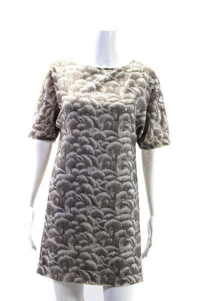 Stella McCartney Womens Sequined Short Sleeves Dress Gray Size Small