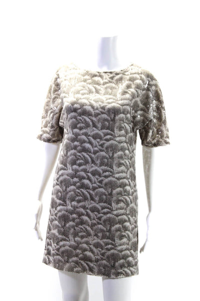 Stella McCartney Womens Sequined Short Sleeves Dress Gray Size Small