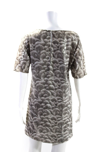 Stella McCartney Womens Sequined Short Sleeves Dress Gray Size Small