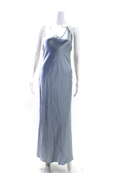 Olivia Von Halle Womens Silk V Neck A Line Slip Dress Ice Blue Size 2