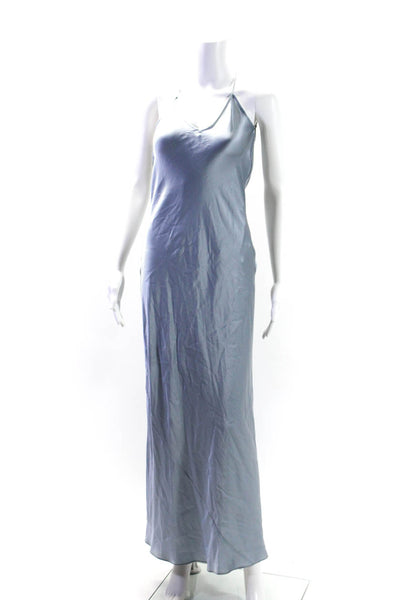 Olivia Von Halle Womens Silk V Neck A Line Slip Dress Ice Blue Size 2