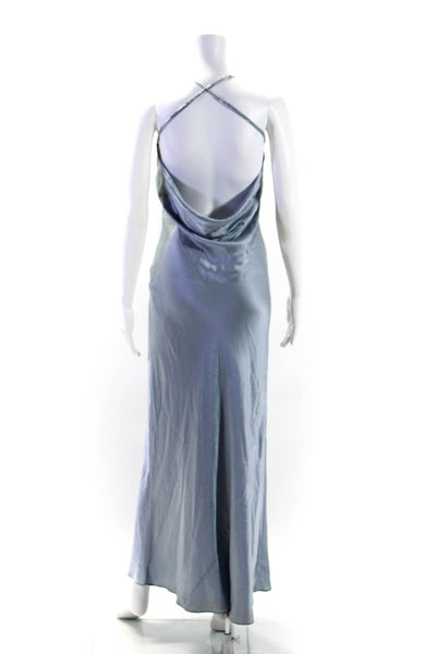 Olivia Von Halle Womens Silk V Neck A Line Slip Dress Ice Blue Size 2