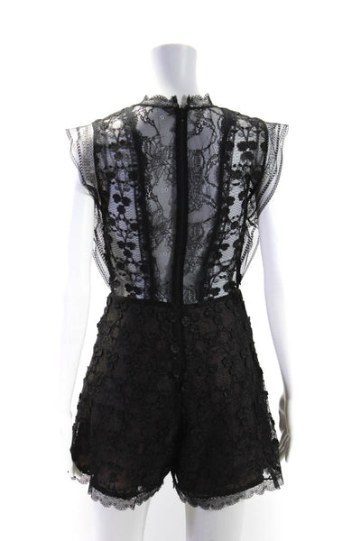 Alexis Womens Lace Sleeveless High Rise Romper Black Size Extra Small