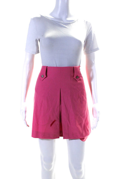 Bazar Christian Lacroix Womens Inverted Pleat Mini A Line Skirt Pink Wool FR 36