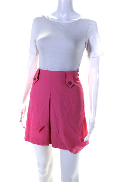 Bazar Christian Lacroix Womens Inverted Pleat Mini A Line Skirt Pink Wool FR 36