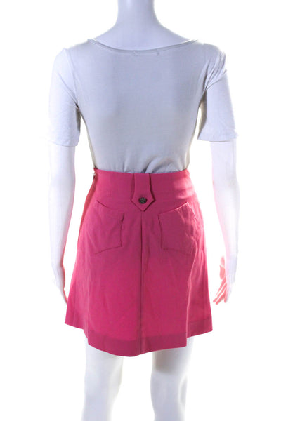 Bazar Christian Lacroix Womens Inverted Pleat Mini A Line Skirt Pink Wool FR 36