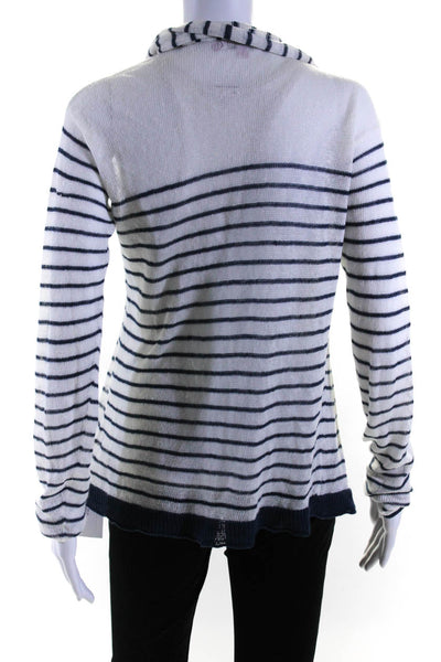 Calypso Saint Barth Womens Linen Striped Wrap Sweater White Blue Size Extra Smal