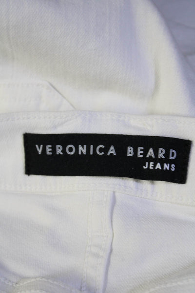 Veronica Beard Womens High Rise Raw Hem Leg Jeans White Cotton Size 24