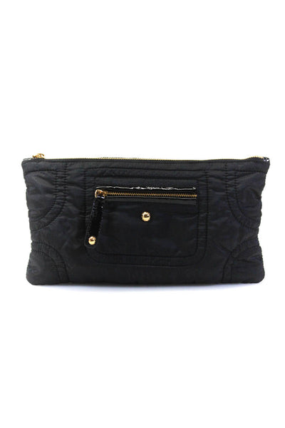 Tods Women's Zip Closure Pockets Quilted Pouch Wallet Black Size S