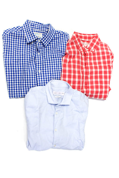 Crewcuts Zara Boys Cotton Check Print Buttoned-Up Collar Tops Red Size 10 Lot 3