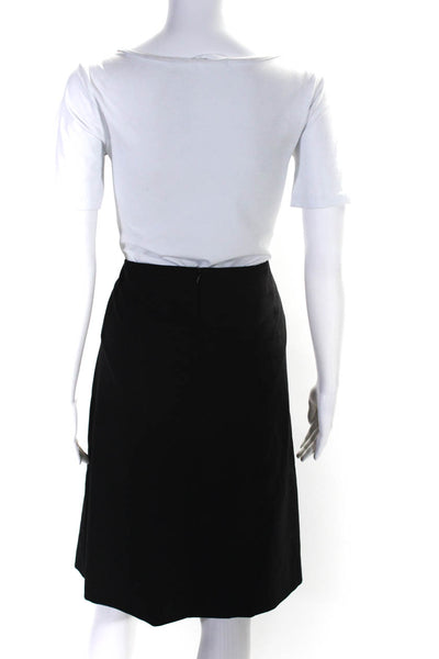 Loro Piana Women's Zip Closure A-Line Midi Work Wear Skirt Black Size 12