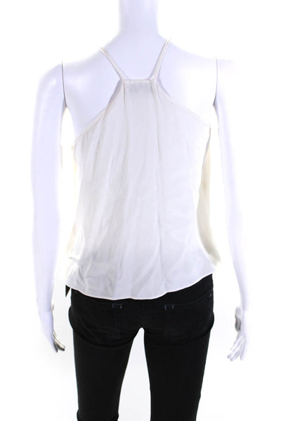 Milly Womens Silk Spaghetti Strap Overlay Asymmetrical Tank Top White Size 0