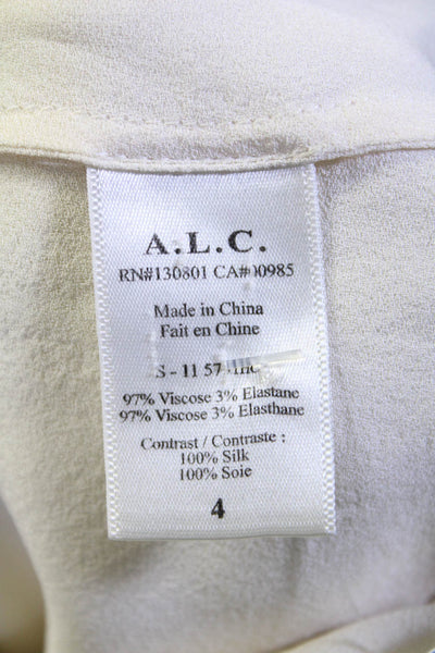 A.L.C. Womens V Neck Sleeveless Layered Cropped Tank Top White Size 4