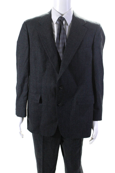 Hart Schaffner Marx Mens Striped Flat Front Two Button Suit Gray Size 42/38