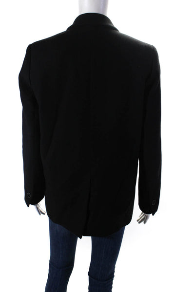 Pomandere Womens Tweed Notched Collar Button Up Jacket Blazer Black Size 1