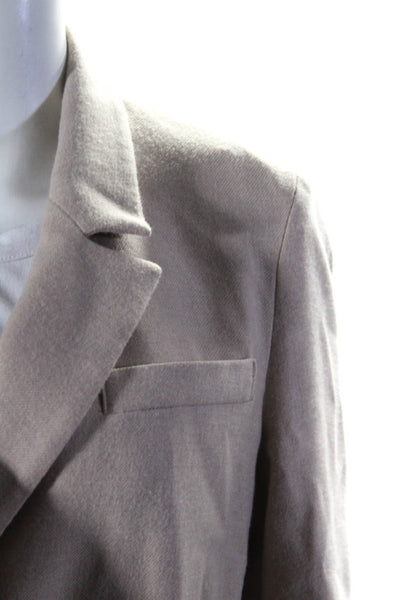 Pomandere Womens Tweed Notched Collar Button Up Jacket Blazer Beige Size 1