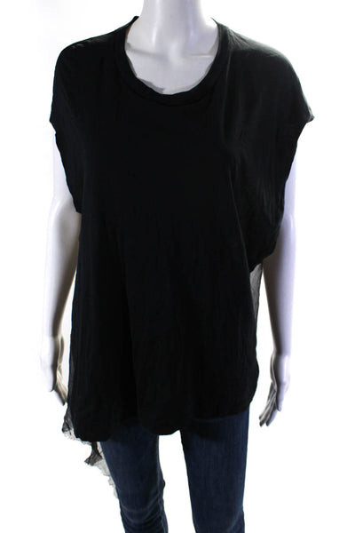 Dorit Sharon Womens Draped Chiffon Dolman Sleeve Tee Shirt Blouse Black Small