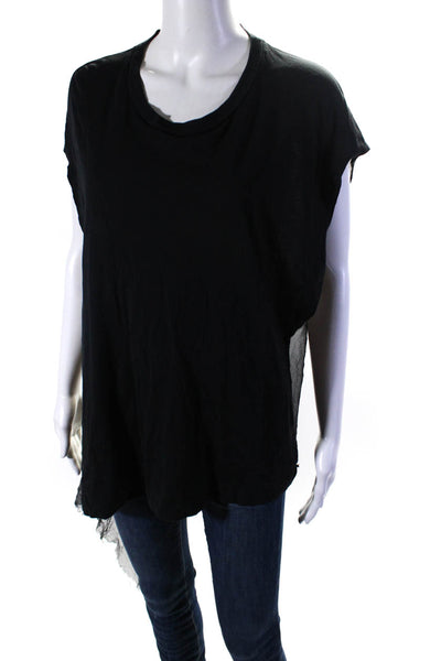 Dorit Sharon Womens Draped Chiffon Dolman Sleeve Tee Shirt Blouse Black Small