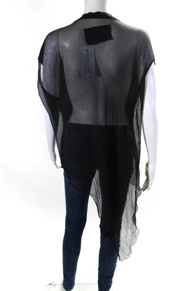 Dorit Sharon Womens Draped Chiffon Dolman Sleeve Tee Shirt Blouse Black Small