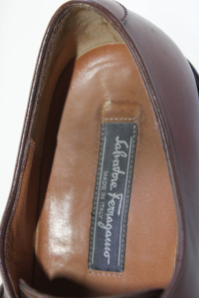 Salvatore Ferragamo Womens Single Monk Strap Leather Loafers Brown Size 9