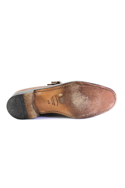 Salvatore Ferragamo Mens Round Toe Monk Strap Leather Loafers Brown Size 9