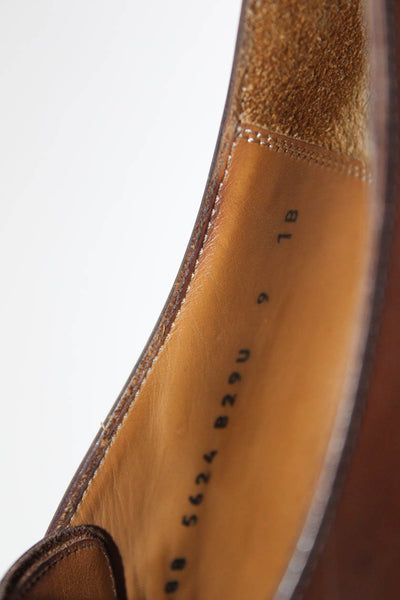 Salvatore Ferragamo Mens Round Toe Monk Strap Leather Loafers Brown Size 9