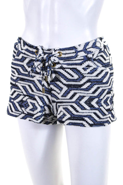 Melissa Odabash Womens Printed Drawstring Shorts Blue White Size Large