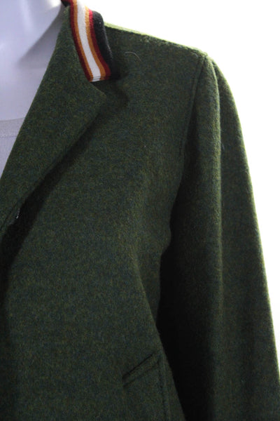 Marco De Vincenzo Womens Button Down Bomber Jacket Green Wool Size 4