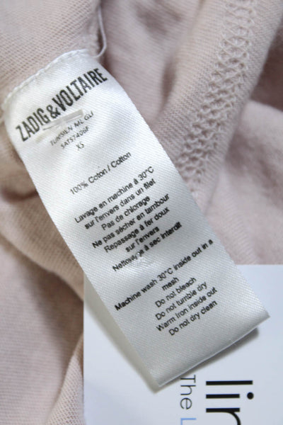 Zadig & Voltaire Women's V-Neck Long Sleeves Glitter Blouse Light Pink Size XS