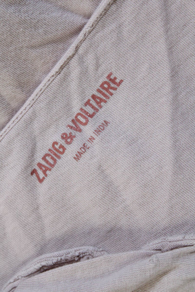 Zadig & Voltaire Women's V-Neck Long Sleeves Glitter Blouse Light Pink Size XS