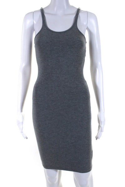 T Alexander Wang Women's Scoop Neck Sleeveless Fitted Mini Dress Gray Size XS